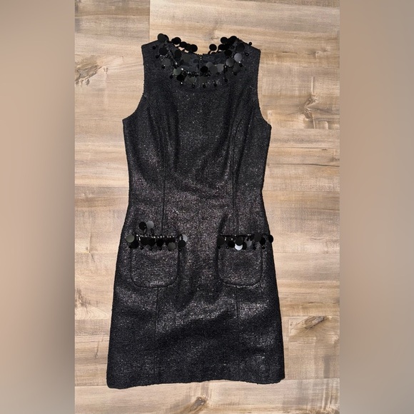 Plenty by Tracy Reese Copper Black Sleeveless Wool Blend Short Dress Beaded 2 - Picture 1 of 7